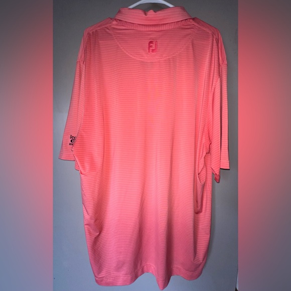 NBW: FootJoy Men’s Striped Golf Polo, size XL, coral/ peach color - Picture 2 of 6